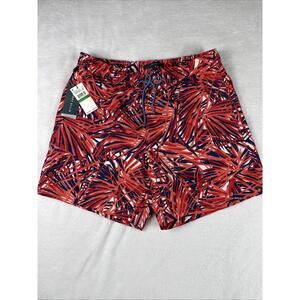 Perry Ellis Men's Firework Print Swim Trunk Coral Large L NWT